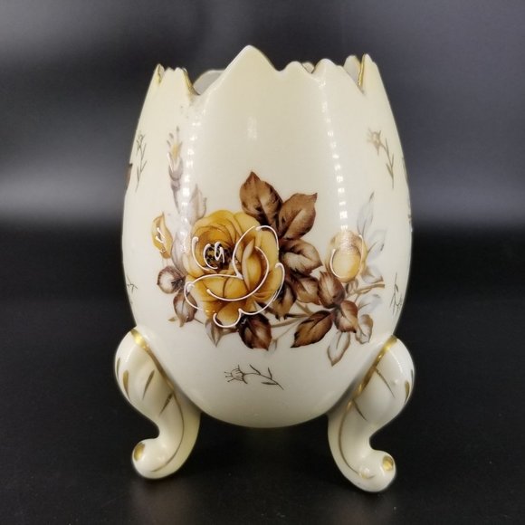 Cracked Egg Footed Napco Ware Vase Dish Planter Porcelain Floral Flower 6H3199/L - Picture 1 of 11